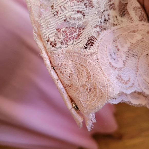 70s Formal Maxi Length Gown / Lace Details / Size XS - Picture 4 of 11